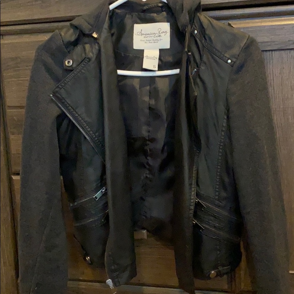 American Rag , faux leather hooded jacket